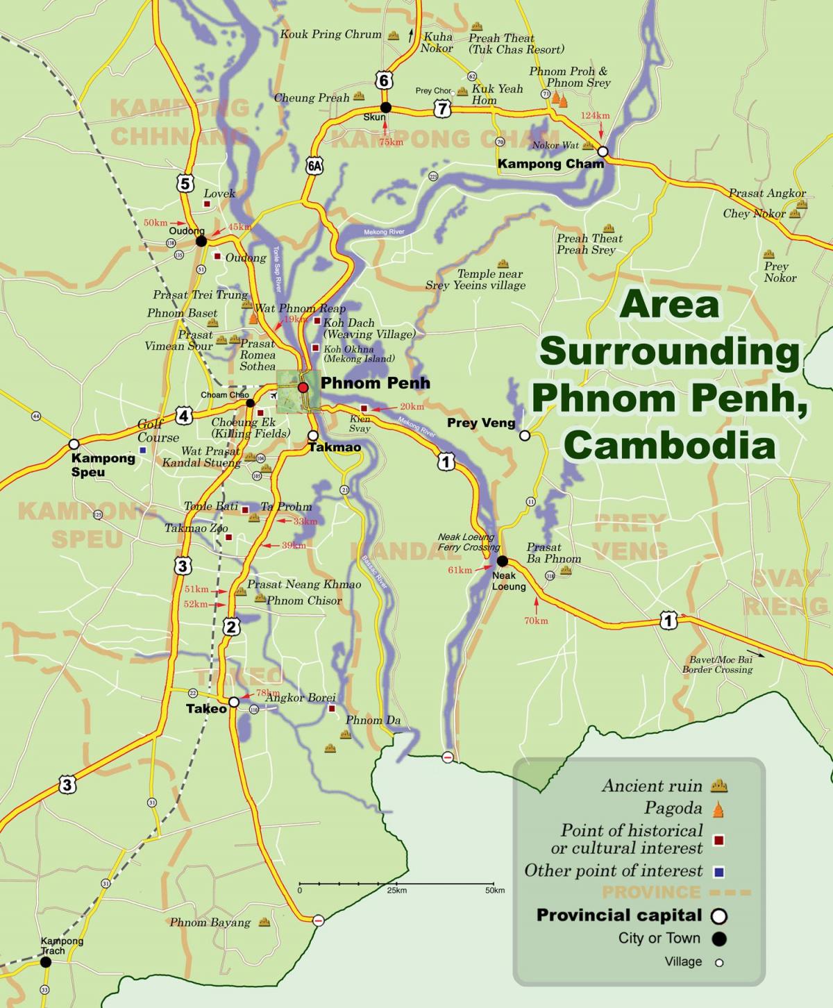 Карта на phnom penh Камбоџа