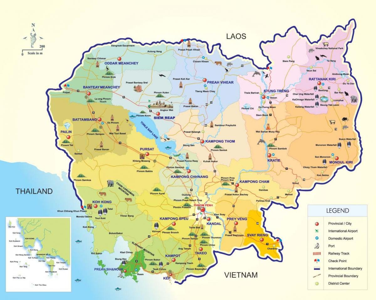 Карта на Камбоџа аеродроми
