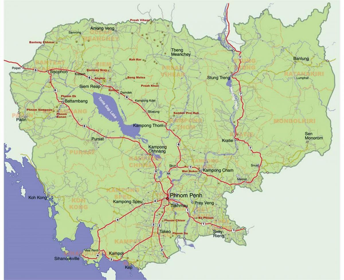 детална карта на Камбоџа